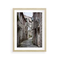 Plakat w ramie 50x70 - Malownicza uliczka we Włoszech - uliczka, Włoch - rama drewno