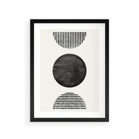 Plakat w ramie 30x40 - Tajemnicza Kompozycja - abstrakcyjne czarno białe formy, minimalizm - rama czarna