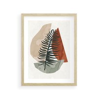 Plakat w ramie 40x50 - Czarna Palma w Brązowej Abstrakcji - grafika, akwarela - rama drewno