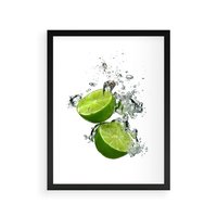 Plakat w ramie 50x70 - Kwaskowata moc limonki i cytryny - limonka, cytryna - rama czarna