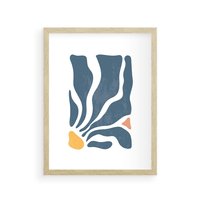 Plakat w ramie 30x40 - Szkice Kwiatowych Promieni - nowoczesna kwiatowa grafika, styl retro - rama drewno