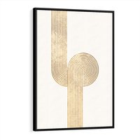 Obraz w ramie 50x70 - Podróżne Kształty - geometryczne linie w złotym kolorze, minimalizm - rama czarna