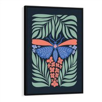 Obraz w ramie 50x70 - Granatowa Noc - granatowe tło, abstrajcyjna ćma - rama czarna