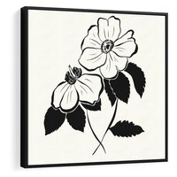 Obraz w ramie 50x50 - Poezja kwiecistej kreski - kwiaty, minimalistyczne - rama czarna