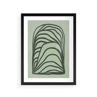 Plakat w ramie 50x70 - Zielonkawy Uścisk Natury - abstrakcyjny zielony motyw, skandynawski design - rama czarna
