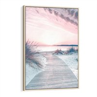 Obraz w ramie 80x120 - Magia Zachodu Słońca - fotografia, stonowane kolory - rama drewno