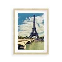 Plakat w ramie 50x70 - Wieża Eiffla - Ikona Paryża - wieża, Eiffla - rama drewno