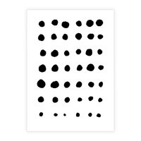 Plakat bez ramy 21x30 - Migocące Anomalie - abstrakcyjna kompozycja z czarnych kropek, minimalistyczny czarno bialy plakat