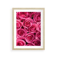 Plakat w ramie 50x70 - Romantyczne róże w pełnym rozkwicie - róże, kwiaty - rama drewno