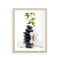 Plakat w ramie 30x40 - Orchidea w Spa - spa, orchidea - rama drewno