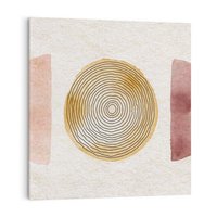 Obraz na płótnie 30x30 - Zapisane w promieniach słońca - beżowe strukturalne tło, koła