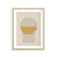 Plakat w ramie 30x40 - Podróżne Kreski - akwarelowa plama, geometryczne szkicowane kształty - rama drewno