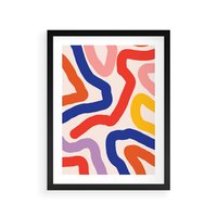 Plakat w ramie 30x40 - Intrygujące Widzenia - abstrakcyjny kolorowy obraz, kolorowe linie - rama czarna