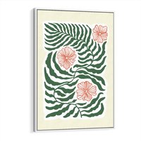 Obraz w ramie 50x70 - Migocące Wzory - abstrakcyjna kompozycja, paprocie - rama biała