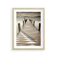 Plakat w ramie 30x40 - Idylliczny pomost nad jeziorem - pomost, jezioro - rama drewno