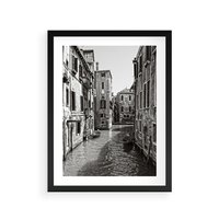 Plakat w ramie 50x70 - Weneckie Kanały - czarno białe zdjęcie, wenecja - rama czarna