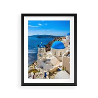 Plakat w ramie 50x70 - Urokliwy widok na Santorini - Santorini, widok - rama czarna