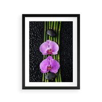 Plakat w ramie 50x70 - Japońskie Spa w Otoczeniu Storczyków - storczyk, spa - rama czarna
