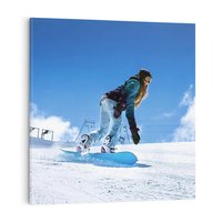 Obraz na płótnie 80x80 - Snowboard na zimowych zboczach - snowboard, zima