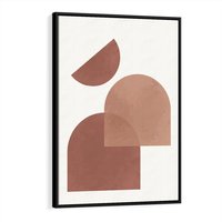 Obraz w ramie 70x100 - Harmonijne Widoki - abstrakcyjne geometryczne kształty, odcienie brązu i beżu - rama czarna