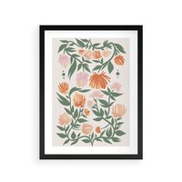 Plakat w ramie 40x50 - Kwiatowe Odbicia - kwiaty polne, plakat - rama czarna