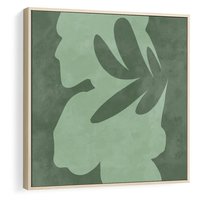 Obraz w ramie 50x50 - Kształty Zieleni - abstrakcyjny kształt, zielony plakat - rama drewno