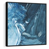 Obraz w ramie 50x50 - W stronę niebieskiego horyzontu - abstrakcja, rozlane farby - rama czarna