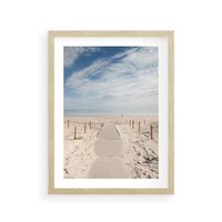 Plakat w ramie 50x70 - Ścieżka na plaży - plaża, ścieżka - rama drewno
