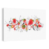 Obraz na płótnie 100x70 - Oaza świeżości: truskawki w wodzie - truskawki, woda