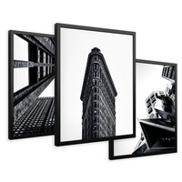 Zestaw obrazy w ramie 30x40 galeria - Architektura, budynki, czarno, biały - rama czarna