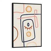 Obraz w ramie 70x100 - Manifestacje Dziwności - abstrakcja w stylu picasso, beżowe tło - rama czarna