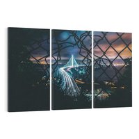 Obraz na płótnie 120x80 - Most nocą - Światła i refleksy - most, światła