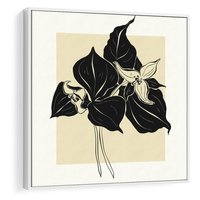 Obraz w ramie 80x80 - Ekspresja w szkicowanych kształtach - kwiaty, typografia - rama biała