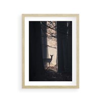 Plakat w ramie 30x40 - Sarnie Skoki - zdjęcie, klimatyczny las - rama drewno