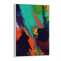 Obraz w ramie 80x120 - Abstrakcyjne wizje czasu - żywe radosne kolory, plamy kolory - rama biała