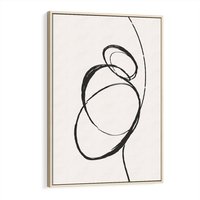 Obraz w ramie 50x70 - Modernistyczne Refleksje - abstrakcyjne szkicowane linie, minimalizm - rama drewno