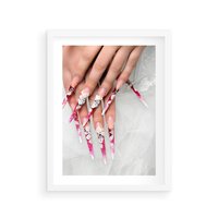 Plakat w ramie 30x40 - Paznokcie jak dzieło sztuki - paznokcie, manicure - rama biała