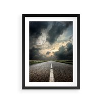 Plakat w ramie 40x50 - magia nocnej drogi - droga, księżyc - rama czarna