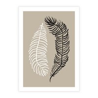 Plakat bez ramy 21x30 - Spleciona Harmonia - sztuka nowoczesna, białe i czarne pióro