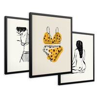 Zestaw obrazy w ramie 30x40 galeria - Kobiece, plakaty, bielizna, garderoba - rama czarna
