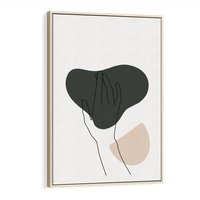 Obraz w ramie 50x70 - Bezczasowe Echo - szkic jedną linią, one line - rama drewno