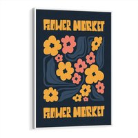 Obraz w ramie 70x100 - Impulsy Rozkwitu - plakat, granatowe tło - rama biała