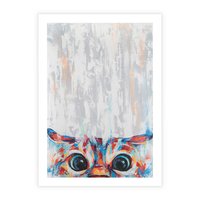 Plakat bez ramy 21x30 - Co ja Widzę - obraz olejny, śmieszny obraz kota