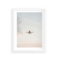 Plakat w ramie 30x40 - W Powietrzu: Samolot na Niebie - samolot w przestworzach, samolot na niebie - rama biała