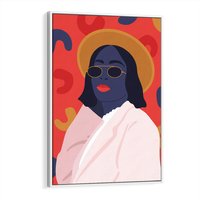 Obraz w ramie 50x70 - Kobieca Przenikliwość - nowoczesny plakat, styl retro - rama biała