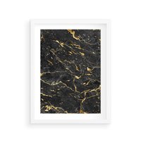 Plakat w ramie 40x50 - Egzotyczny Blask - marmur, złoto - rama biała