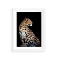 Plakat w ramie 40x50 - Elegancja Jaguarowej Pantery - jaguar, pantera - rama biała