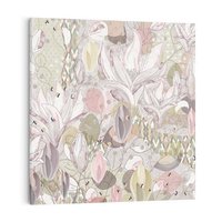 Obraz na płótnie 80x80 - Pejzaże zatajonej duszy - połączenie tekstur, roślinne motywy