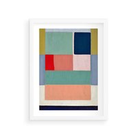 Plakat w ramie 50x70 - Bezgraniczne Nastroje Harmonii - abstrakcyjne geometryczne kształty, olejny obraz - rama biała