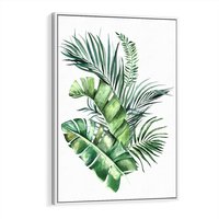 Obraz w ramie 80x120 - Piękno Złotej Rośliny - złote, liście - rama biała